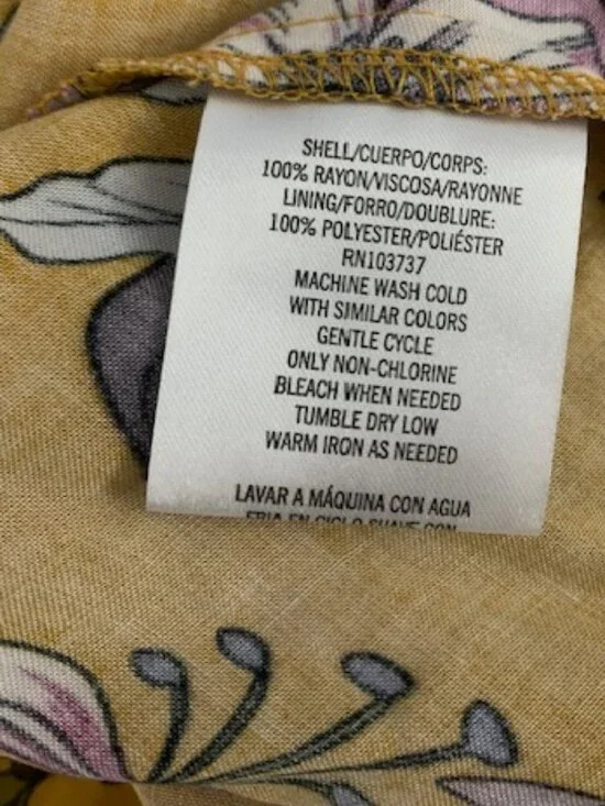 NWT Donna Morgan Yellow Floral Asymmetrical Midi Dress Size 2 - Picture 10 of 13